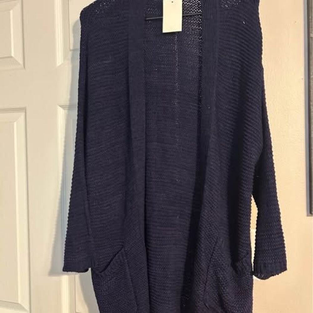 NWT CENY Navy Blue Knit Cardigan Sweater
